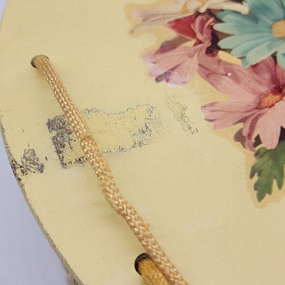 Yellow Wicker Sewing Basket Box with Lid and Spool Holder by Princess 6.25" High - Picture 7 of 11